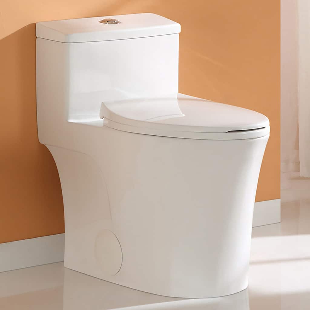 HOROW One-piece 0.8/1.28 GPF Dual Flush Elongated Toilet White Seat Included - 12" Rough In