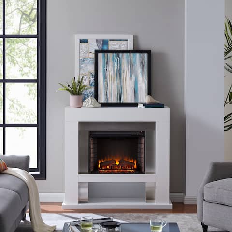 SEI Furniture Larry Industrial White Electric Fireplace