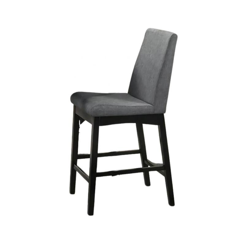 Heni Counter Height Chair, Gray Polyester Cushions, Dark Walnut Brown