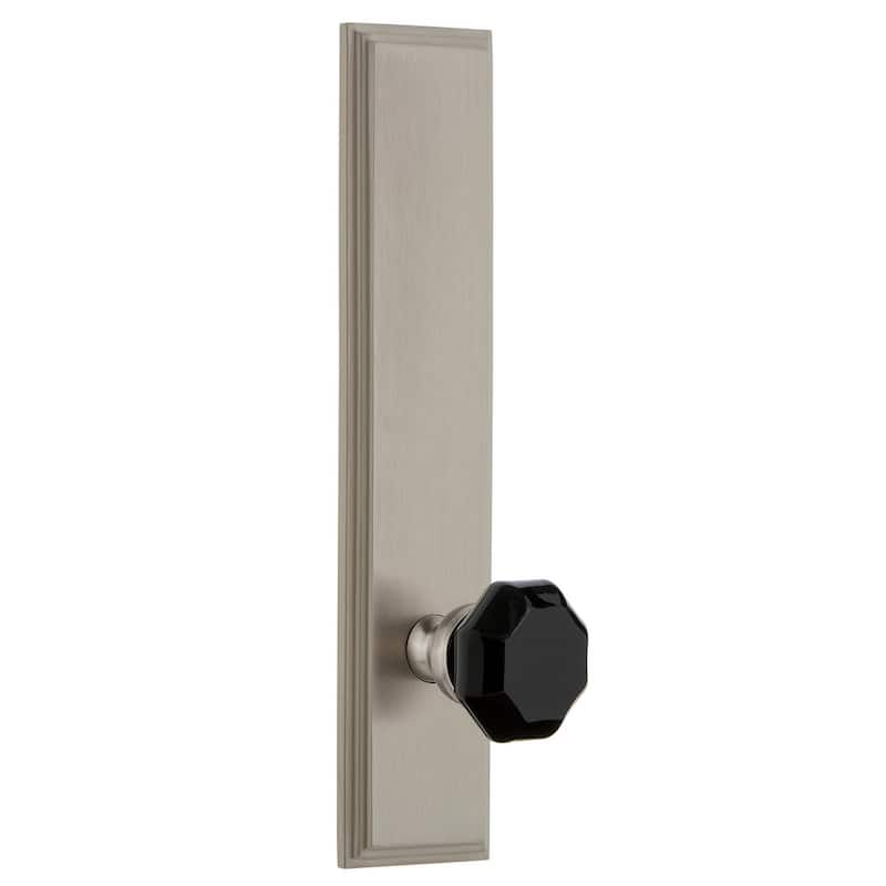 Grandeur Carre Solid Brass Rose Single Tall Plate Dummy Door Knob with - Satin Nickel