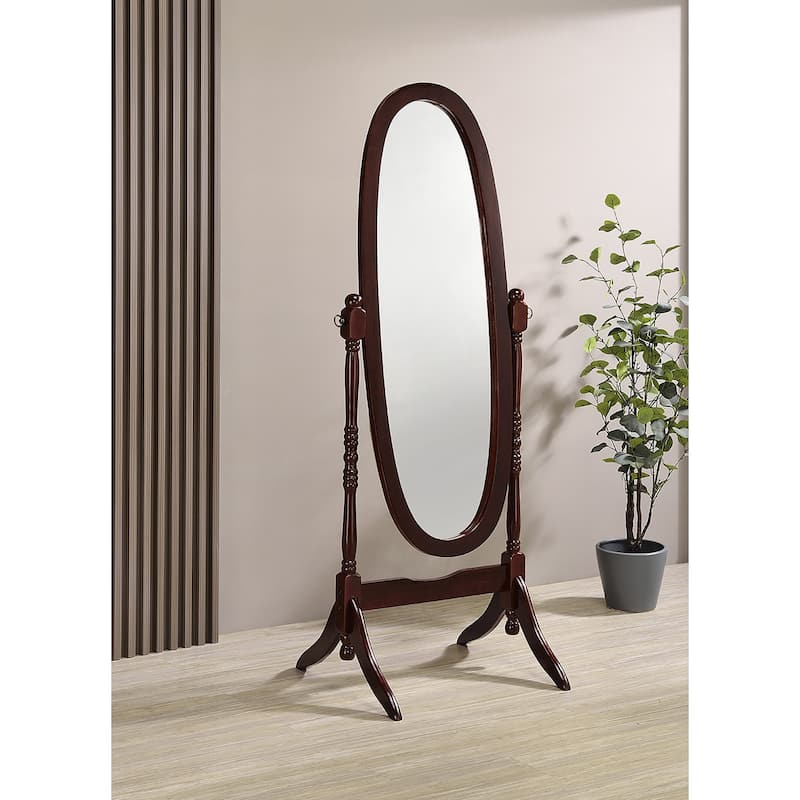 Cherry Finish Cheval Floor Mirror - N/A