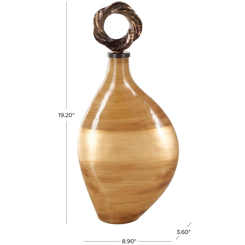 Glass Brushed Ombre Living Room Decorative Jars with Speckled Gold and Bronze Ring Top - Light Brown - Roche River Decor