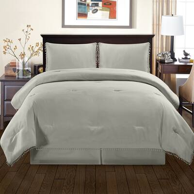 Superior All Season Down Alternative Pom-Pom Fringe Comforter Set