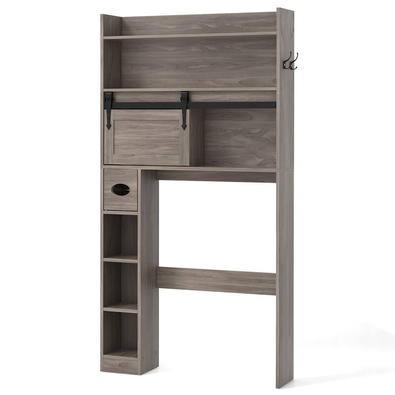 Gymax Over The Toilet Storage Cabinet w/ Sliding Barn Door Adjustable