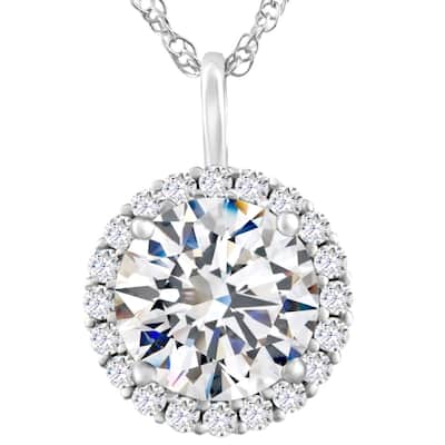 Certified 3 1/2Ct Halo Diamond Pendant Gold Women's Necklace Lab Grown