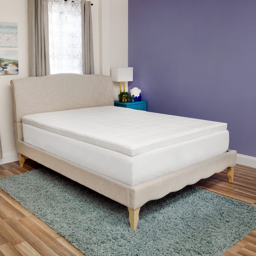 SwissLux Euro Extraordinaire 3-Inch Quilted Memory Foam Mattress Topper - White