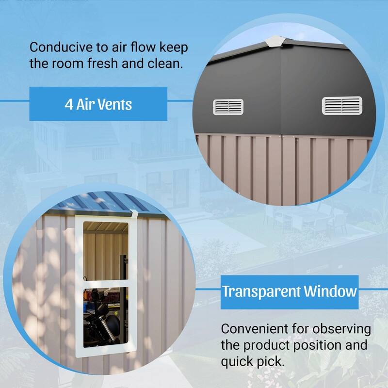 10' x 12' Outdoor Storage Shed, Heavy-Duty Rust-Resistant Steel Tool Shed with Floor Frame Kit