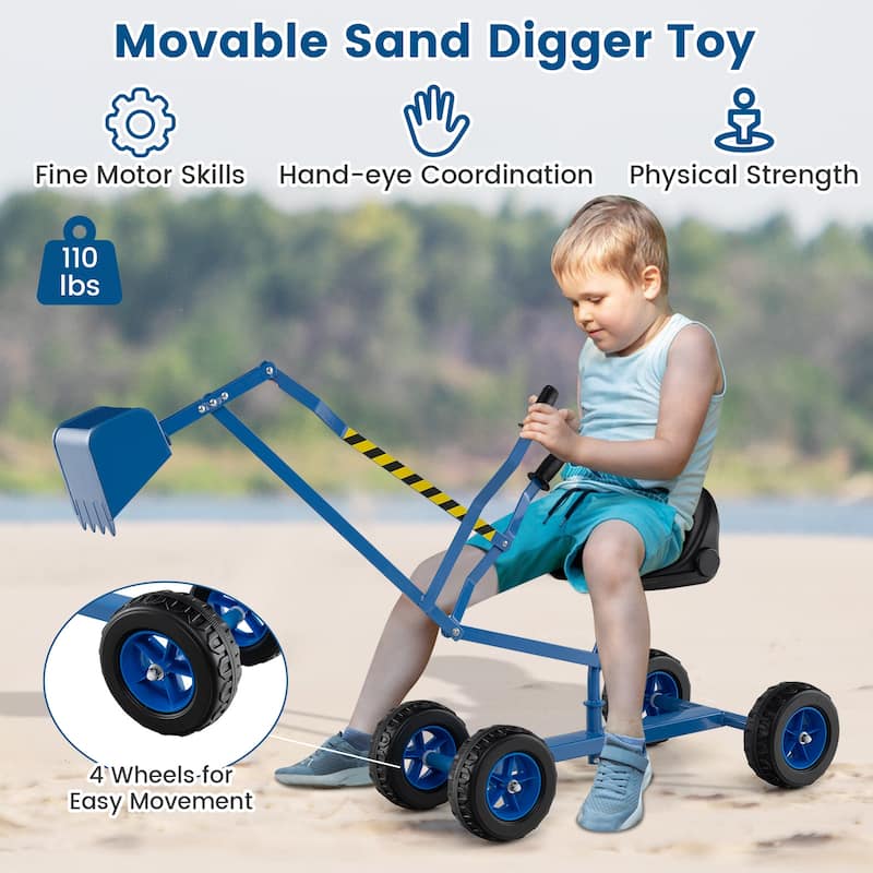Gymax Sand Digger for Kids w/2-Handed Controls Flexible Shovel 360°