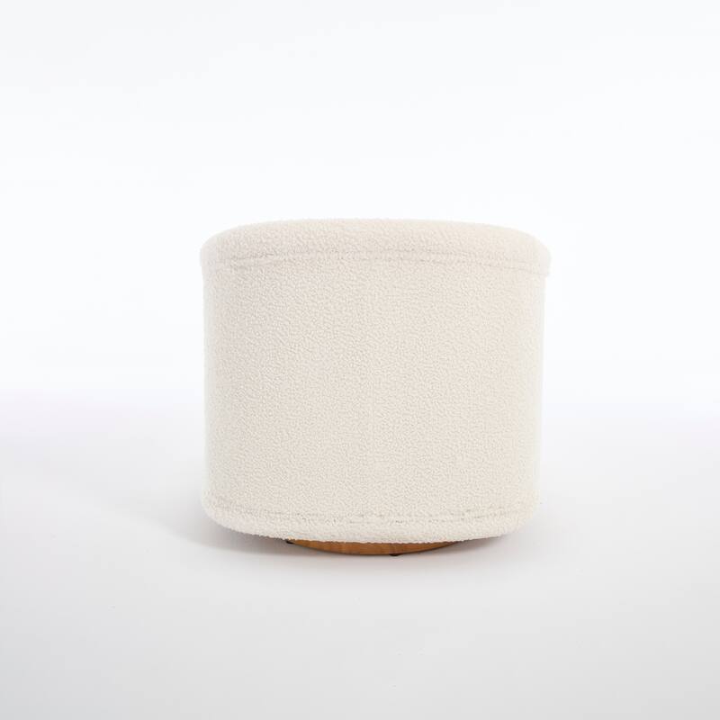 Velvet Swivel 360° Rotating Barrel Chair with Solid Rubberwood Base and High-Density Foam