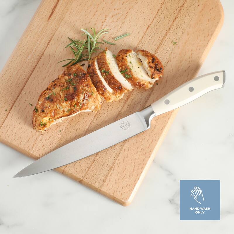 Sur La Table Kitchen Essential Tasting Kitchen German Steel Forged Full Tang Prfessional Knife with White Handle