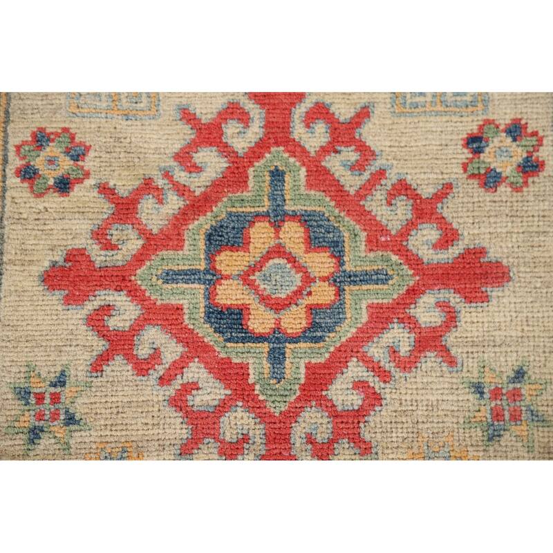 Geometric Kazak Runner Rug Handmade Foyer Wool Carpet - 2'10" x 9'7"