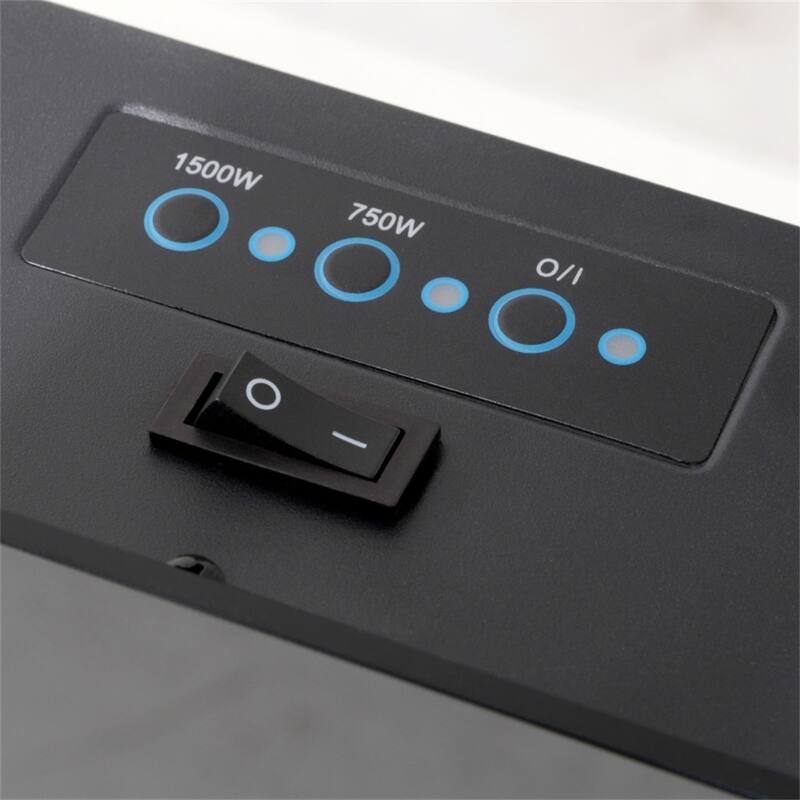 Black Wall-Mounted Fireplace with Tempered Glass and Adjustable Heat 161-400 sq.ft Coverage - 41.3" W x 3.9" D x 18.9" H