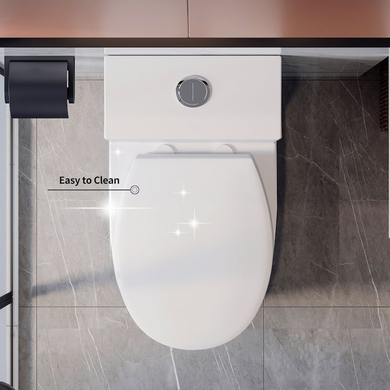 HOROW 1 Piece Dual Flush Elongated Toilet White 0.8 1.28 GPF Seat Included - N/A