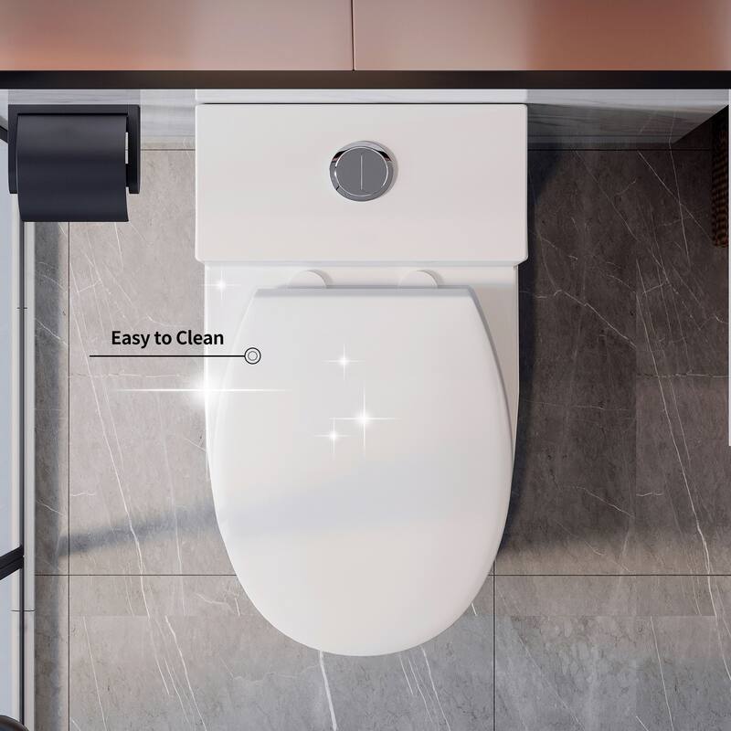 HOROW One Piece Elongated Toilet in White 0.8/1.28 GPF High Efficiency Dual Flush with Soft Closing Seat - N/A