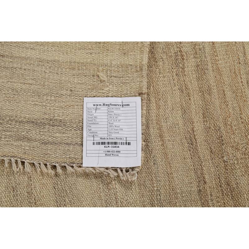 Nomadic Hand-Woven Kilim Persian Vintage Rug Hand-Knotted Wool Carpet - 4'10"x 6'6"