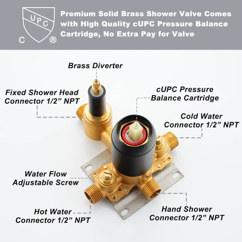 Clihome 12 Inch Ceiling Mounted Rain Shower System