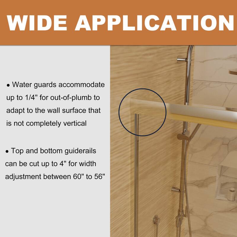 48'' x 72'' Glass Semi-Frameless Double Sliding Shower Tub Door in Matte Black/Brushed Nickel