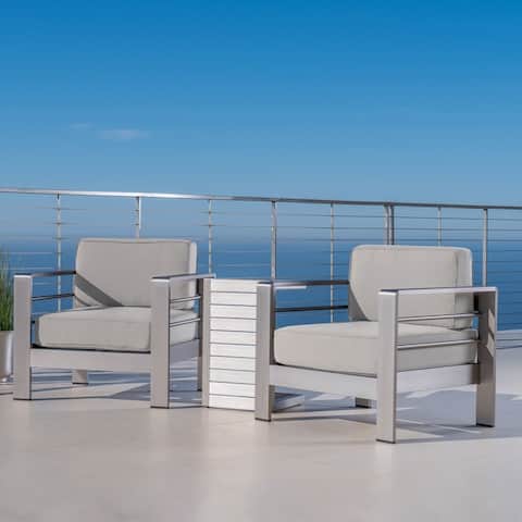Cape Coral Outdoor Chat Set w/ Side Table by Christopher Knight Home