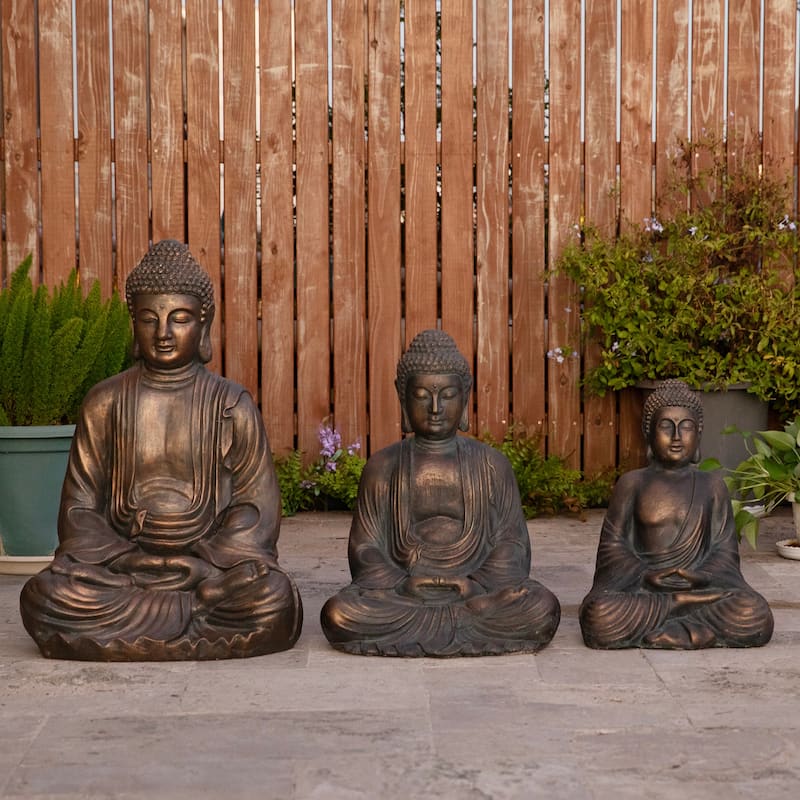 Glitzhome Zen-Style MgO Meditating Garden Buddha Statues Monk Sculpture Indoor Outdoor