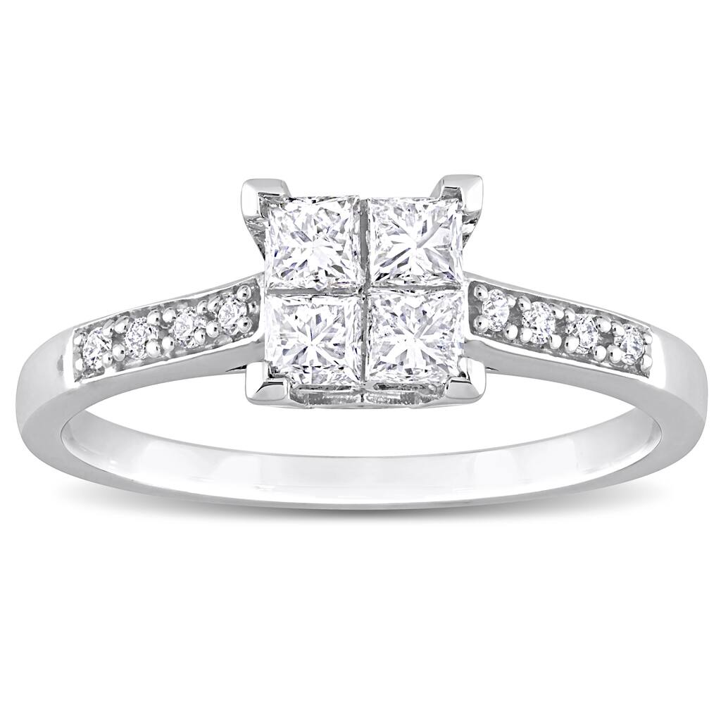Miadora 5/8ct TDW Diamond Square Ring in 10k White Gold