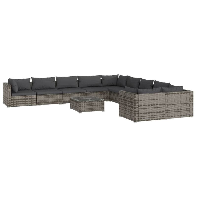 vidaXL Patio Lounge Set Outdoor Sectional Sofa Set Table Garden Poly Rattan - 27.6" x 27.6" x 23.8"