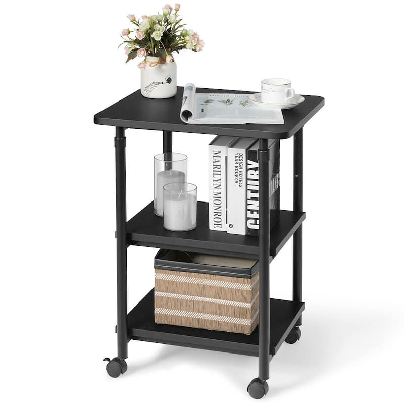 Gymax 3-Tier Rolling Adjustable Printer Cart Storage Rack Home Office - 19'' X 16'' X 30'