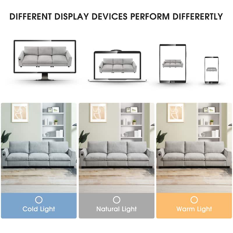 Chenille Modular Sectional Sofa,Cloud Couch Set with, USB, Bluetooth