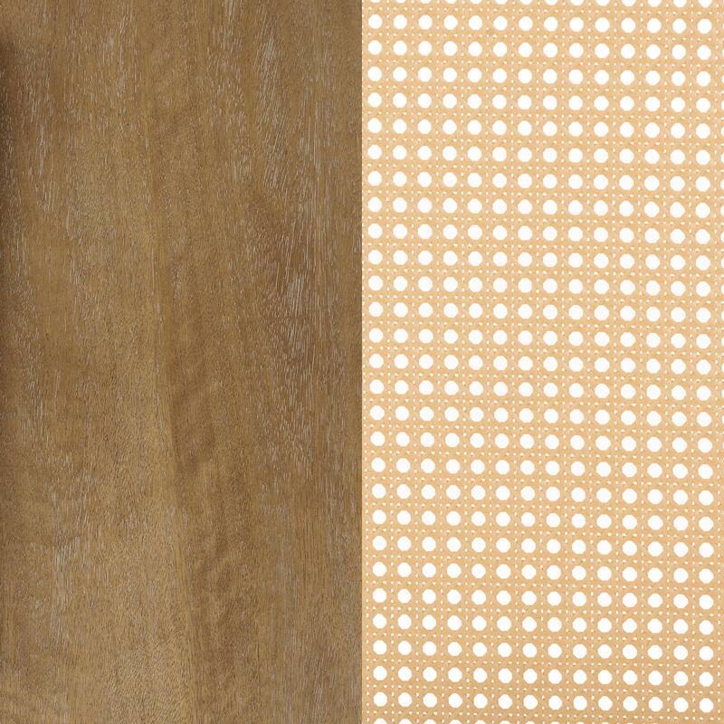 Willow Boho Dining Table for 6 with Solid Wood Legs with Bohemian Rattan Accent - 6-Seater