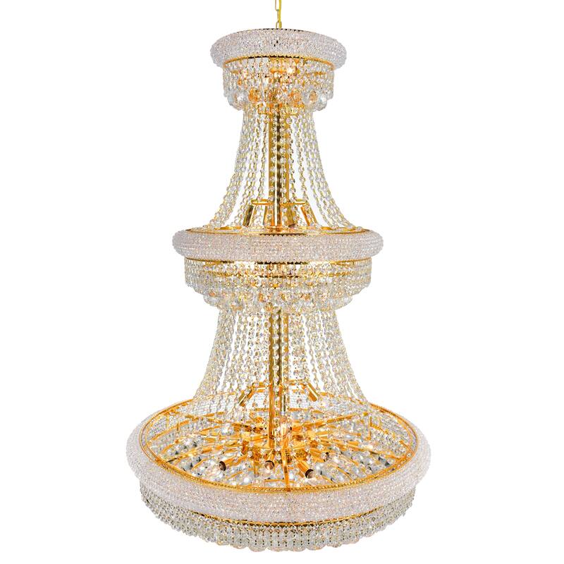 Empire 32 Light 30in Gold Down Chandelier with Crystals