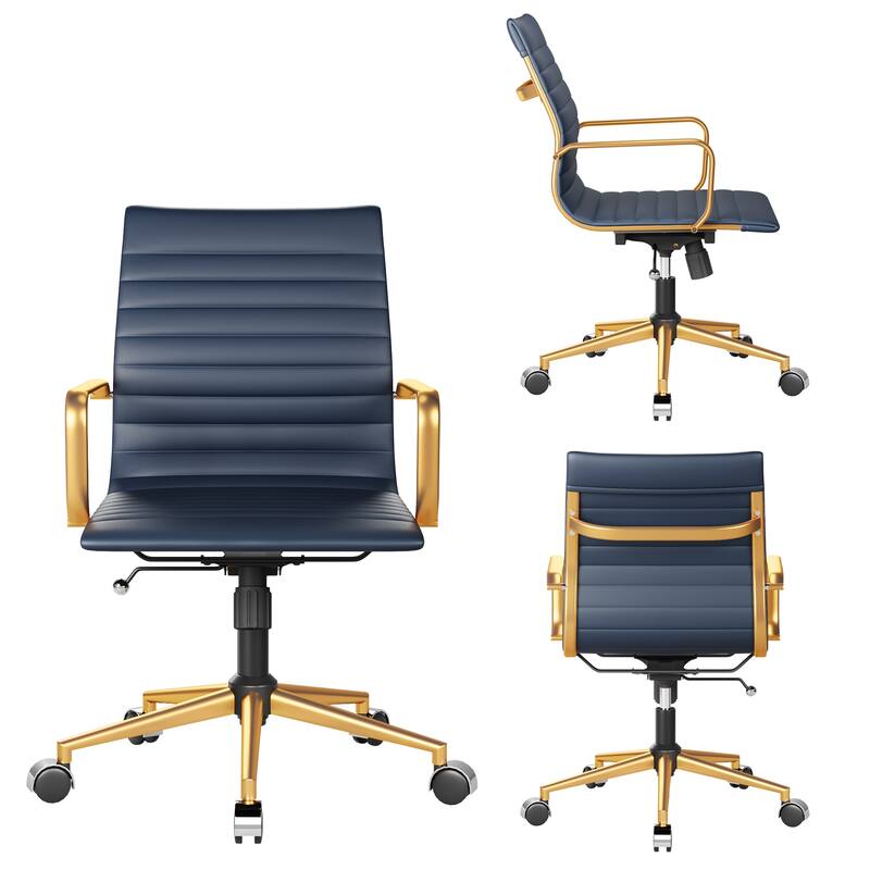 CAROCC Ribbed Computer Office Chair Swivel Lift tilt function Ergonomic Premium Leather Desk Armchair