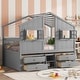 preview thumbnail 17 of 26, Full Size House-shaped Loft Bed with House Roof Frame Skylight Windows 4 Storage Drawers Guardrails and Stairs for Kids' Room