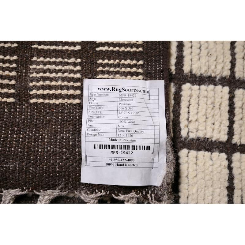 All-Over Checkered Moroccan Modern Large Rug Hand-Knotted Wool Carpet - 12'0"x 18'7"