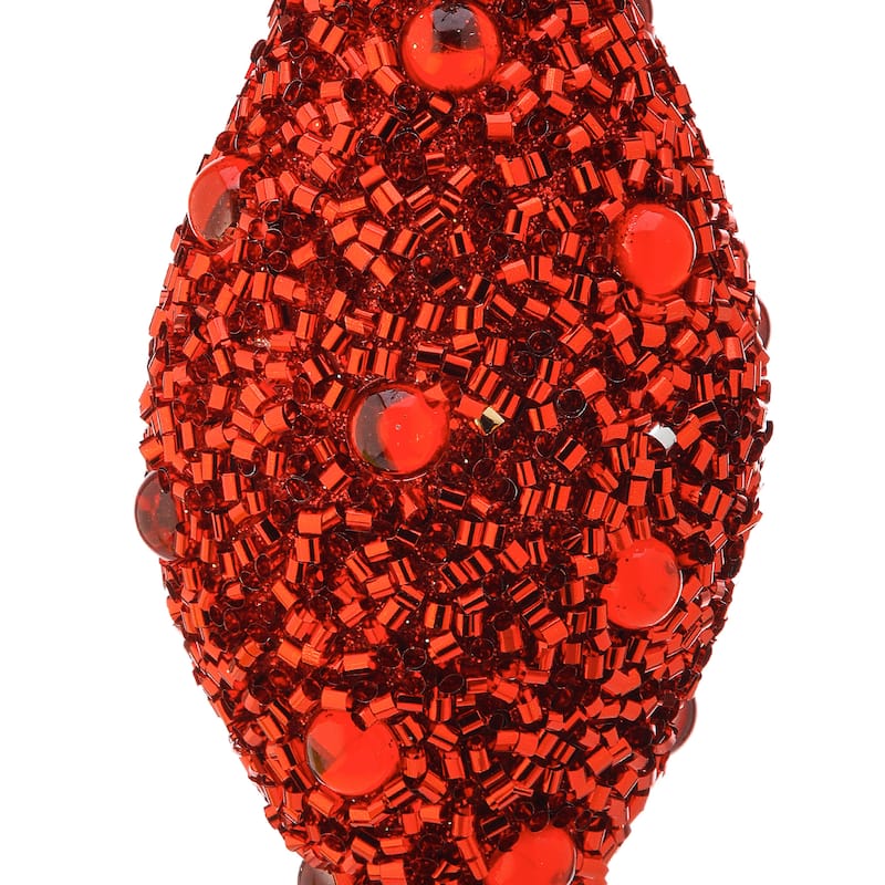120mm Shatterproof Plastic Beaded Finial Ornament Set of 2