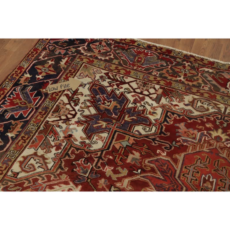 Hand Knotted Oriental 100% Wool Carpet Traditional Medallion Oranges & Rust Heriz Area Rug - 10' 7'' X 7' 9''