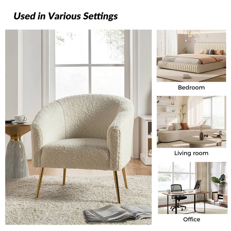 Rovigo Modern Upholstered Living Room Accent Barrel Chair with Metal Legs by HULALA HOME