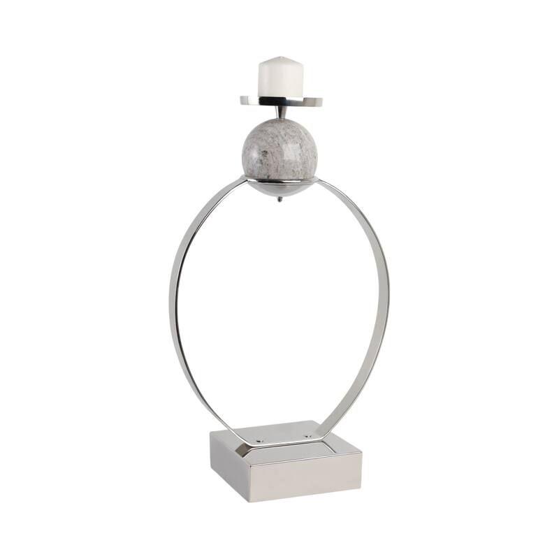 Candle Holder - Metal with Marble Sphere