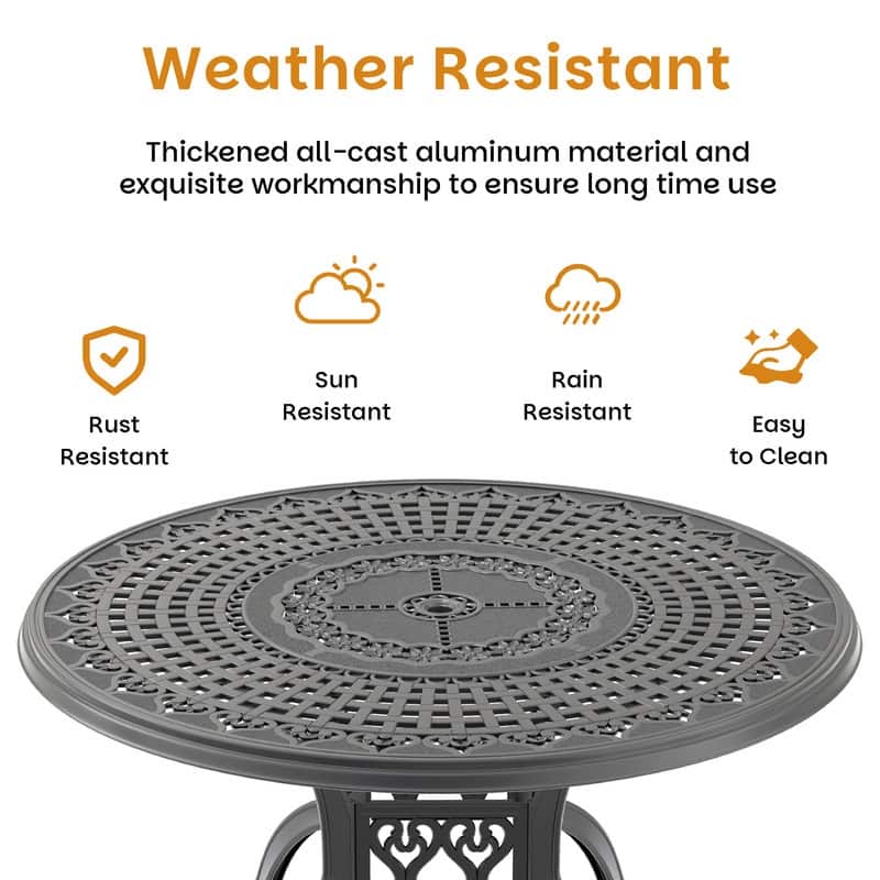 7-Piece Cast Aluminum Outdoor Dining Set with 47.24 in. Round Table and Seat Cushions