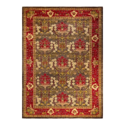 Overton Hand Knotted Wool Vintage Inspired Modern Contemporary Arts & Crafts Brown Area Rug - 10' 1" x 13' 8"