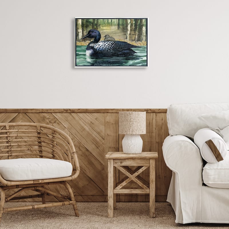 Stupell Loon with Baby on Lake Wall Plaque Art Design By Paul Brent