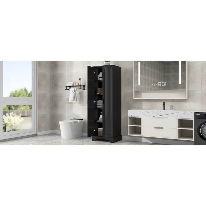 Roomfitters 2-Door Tall Storage Cabinet, Multi-Functional Organizer with Adjustable Shelves