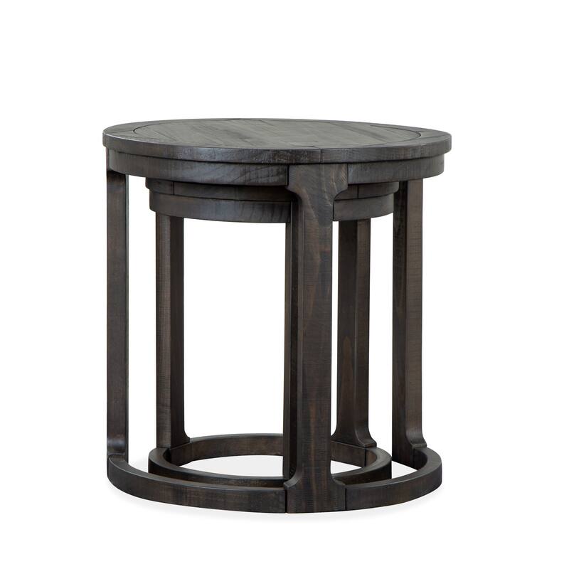 Magnussen Home Boswell Peppercorn Round Nesting End Table - 24''W x 24''D x 24''H