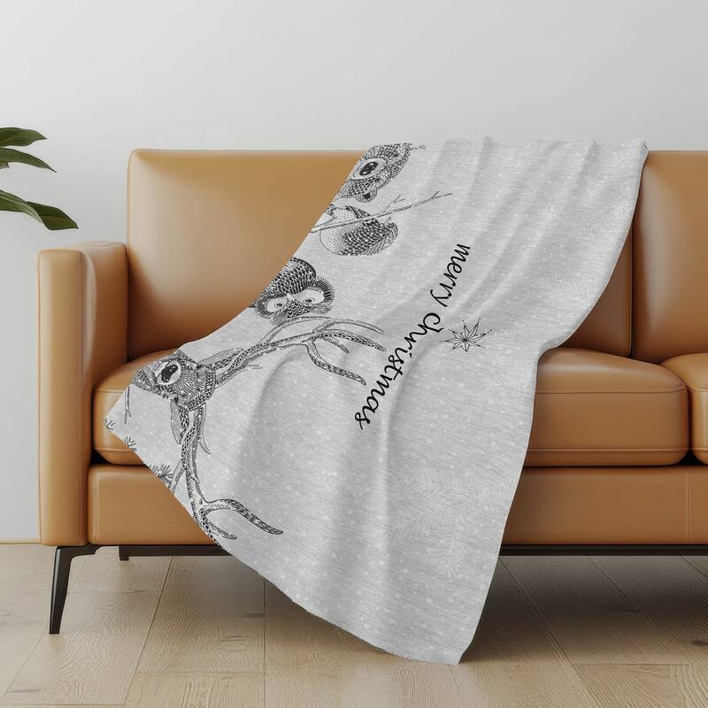 Premium Machine Washable ASB221 Merry Christmas Animals Sherpa Throw Blanket - Gray - 4'2" x 5'10"
