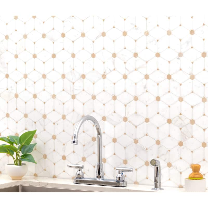 Ackland AKM-S-13X11PTP-CA 11" x 13" Marble Geometric Wall Mosaic Tile - Lucera Ceville