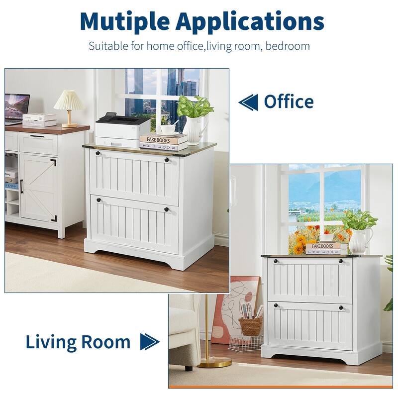 Farmhouse File Cabinets with 2 Drawers,30" File Cabinets with Hanging File Folders for Documents