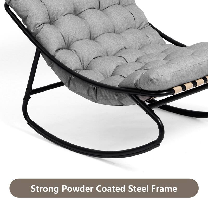 Outdoor Metal Frame Rocking Chair with Water-Resistant Cushions
