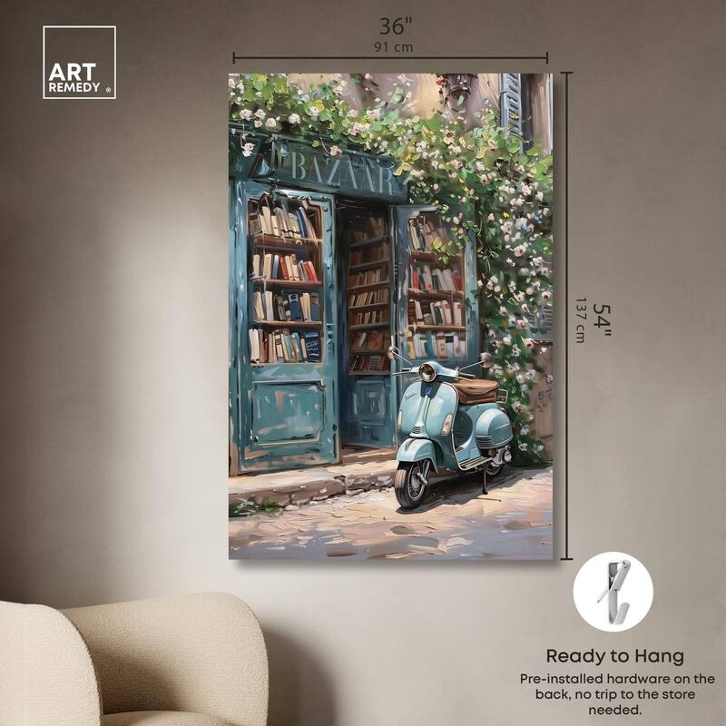 Quaint Bookstore Canvas by Art Remedy, Gallery Wrapped