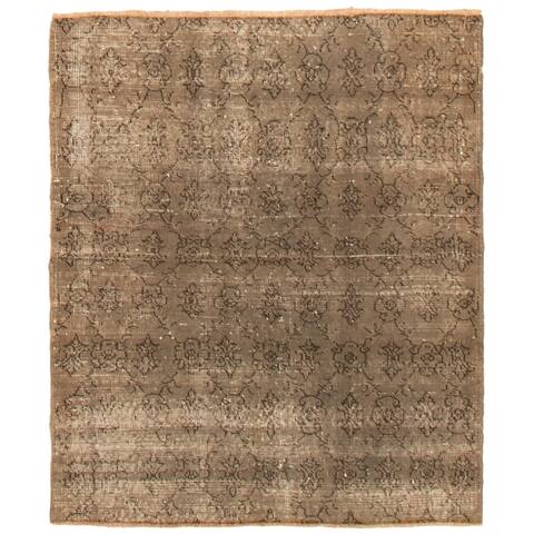 ECARPETGALLERY Hand-knotted Color Transition Taupe Wool Rug - 3'10 x 4'6