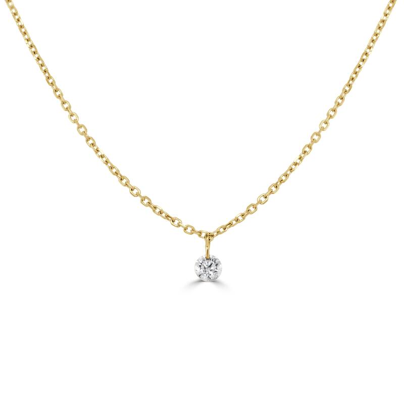 Joelle Collection Diamond Drilled Pendant Necklace 14K Gold 1/10 cttw - Adjustable Length - Yellow
