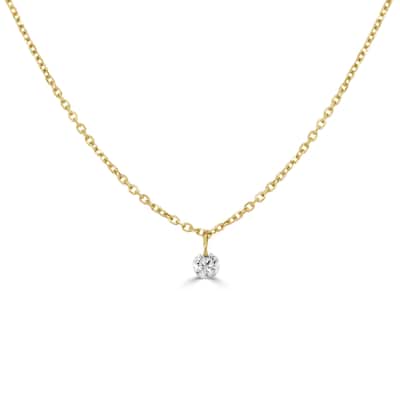 Joelle Collection Diamond Drilled Pendant Necklace 14K Gold 1/10 cttw