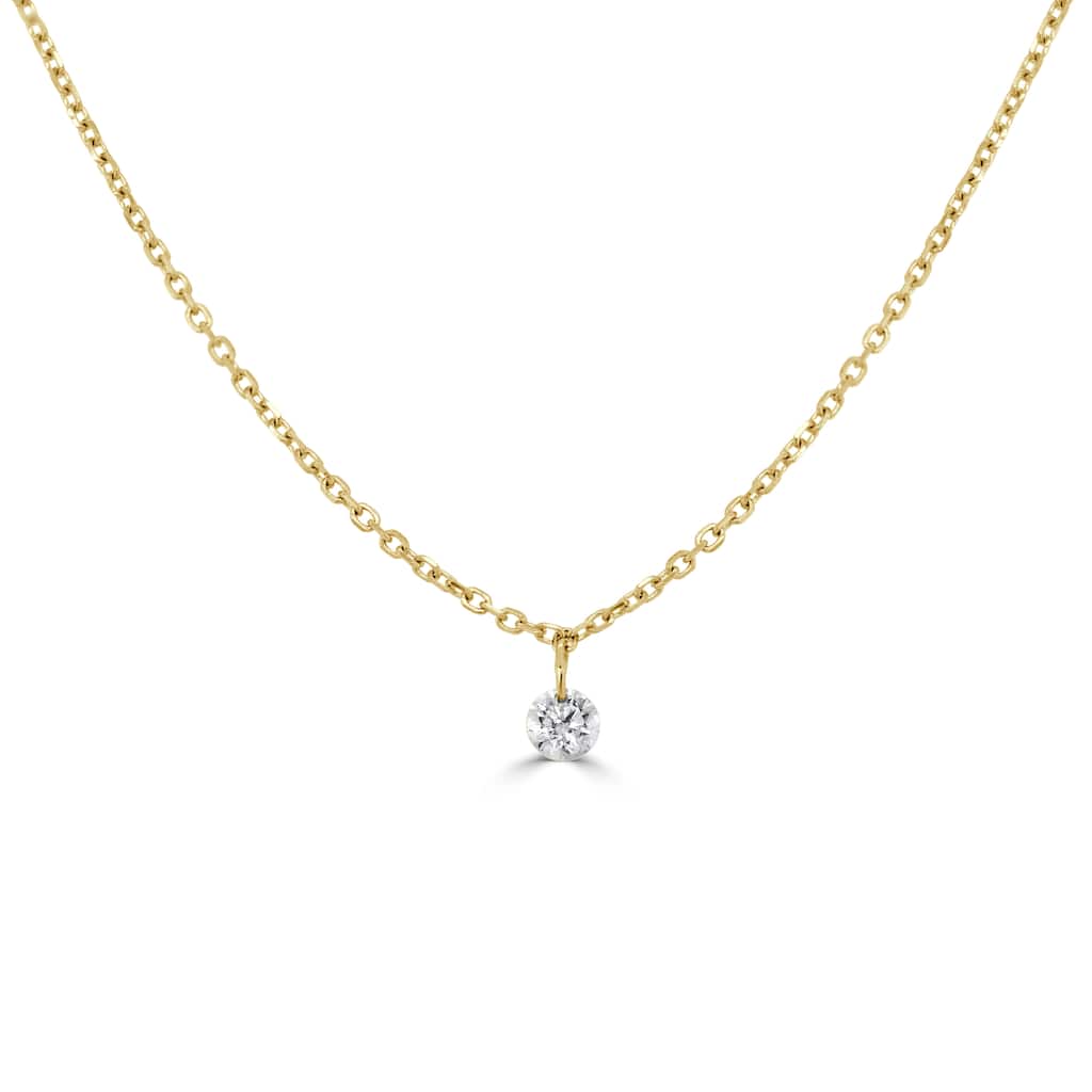 Joelle Collection Diamond Drilled Pendant Necklace 14K Gold 1/10 cttw